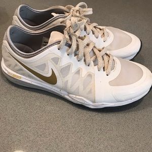 White and gold Nike Dual Fusion